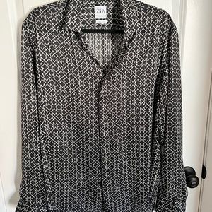 Black semi-sheer chain print shirt